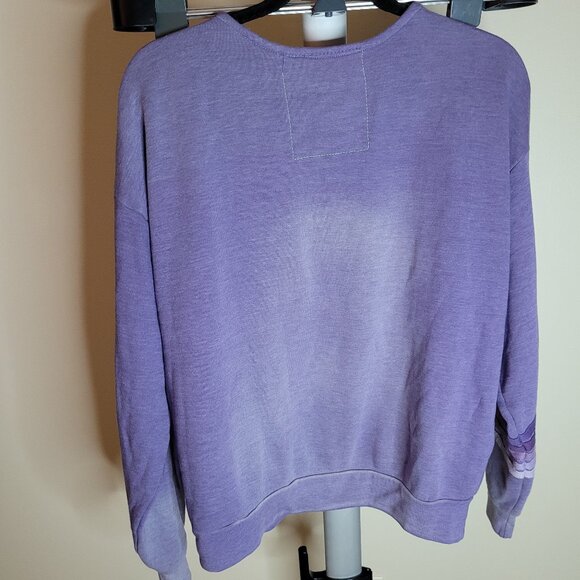 **UNISEX Aviator Nation V-Neck 5 Stripe Sweatshirt in Faded Grape - Picture 6 of 9